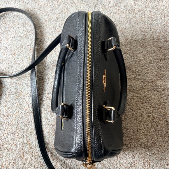 Coach Rowan Black pebbled Leather Satchel - Picture 7 of 11